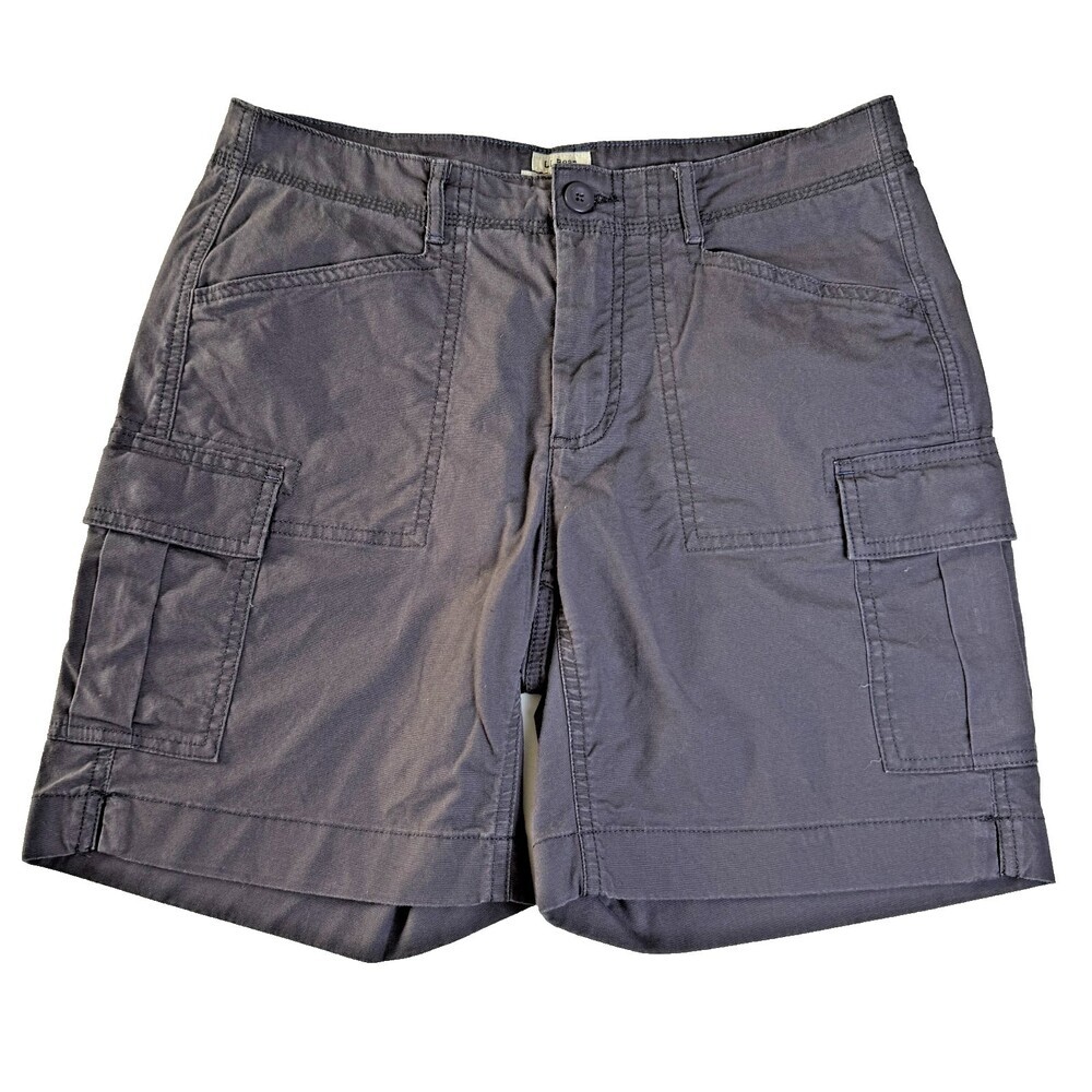 L.L. Bean Favorite Fit Women's Shorts Sz 6 Reg Gray Cargo Pockets Stretch Canvas
